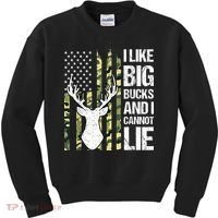 I Like Big Bucks and I Cannot Lie Deer Hunting USA Flag Kids Sweatshirt thumb 0