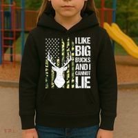 I Like Big Bucks and I Cannot Lie Deer Hunting USA Flag Kids Hoodie thumb 3