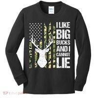 I Like Big Bucks and I Cannot Lie Deer Hunting USA Flag Kids Long Sleeve Shirt thumb 0