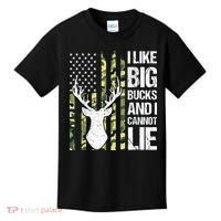 I Like Big Bucks and I Cannot Lie Deer Hunting USA Flag Kids T-Shirt thumb 0