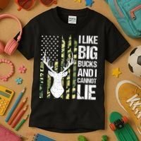 I Like Big Bucks and I Cannot Lie Deer Hunting USA Flag Kids T-Shirt thumb 3