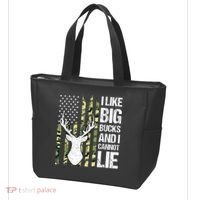 I Like Big Bucks and I Cannot Lie Deer Hunting USA Flag Tote Bag thumb 3