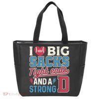 I Love Big Sacks Tight Ends And A Strong D Funny Tote Bag thumb 0
