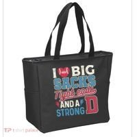 I Love Big Sacks Tight Ends And A Strong D Funny Tote Bag thumb 2