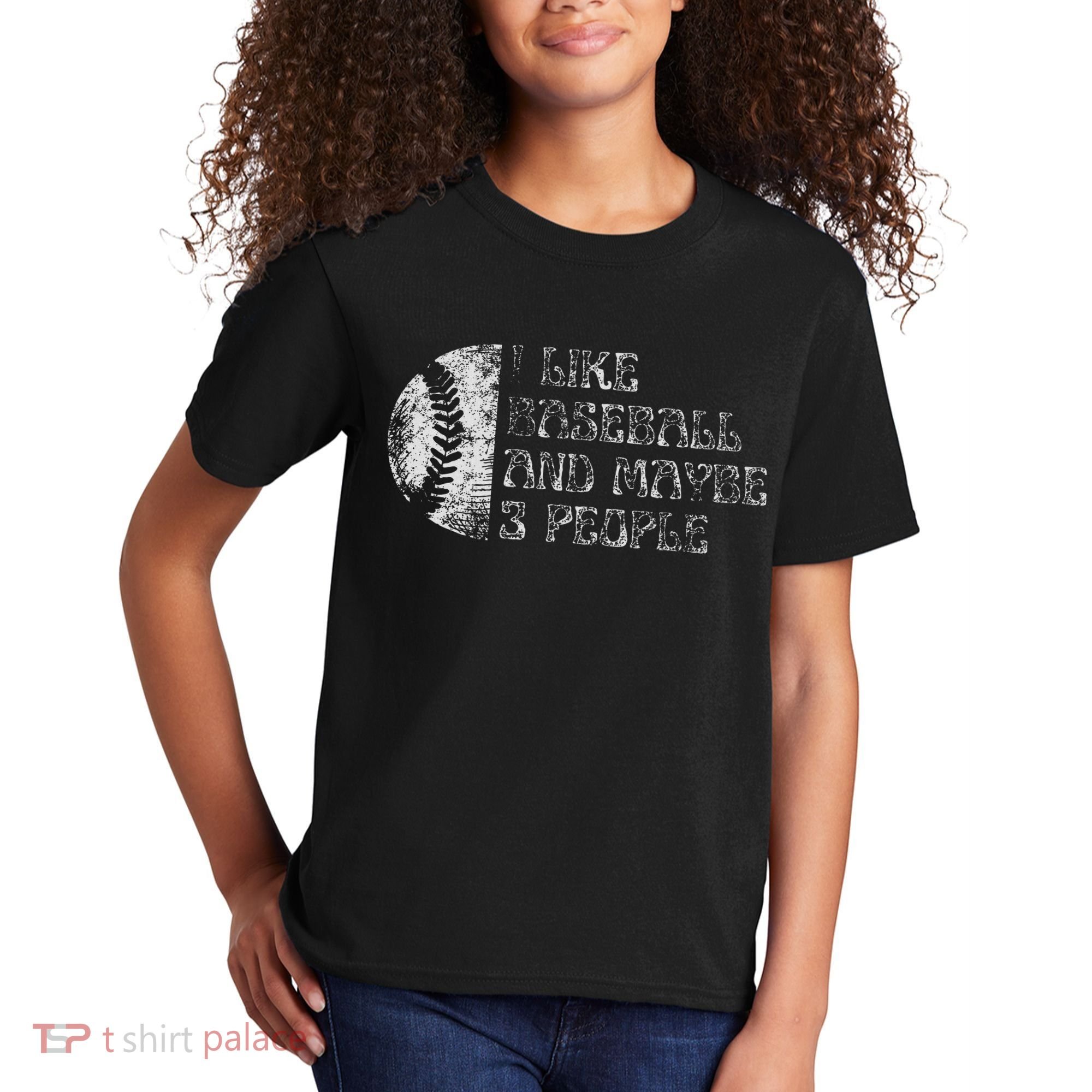I Like Baseball And Maybe 3 People Funny Baseball Player Kids T-Shirt