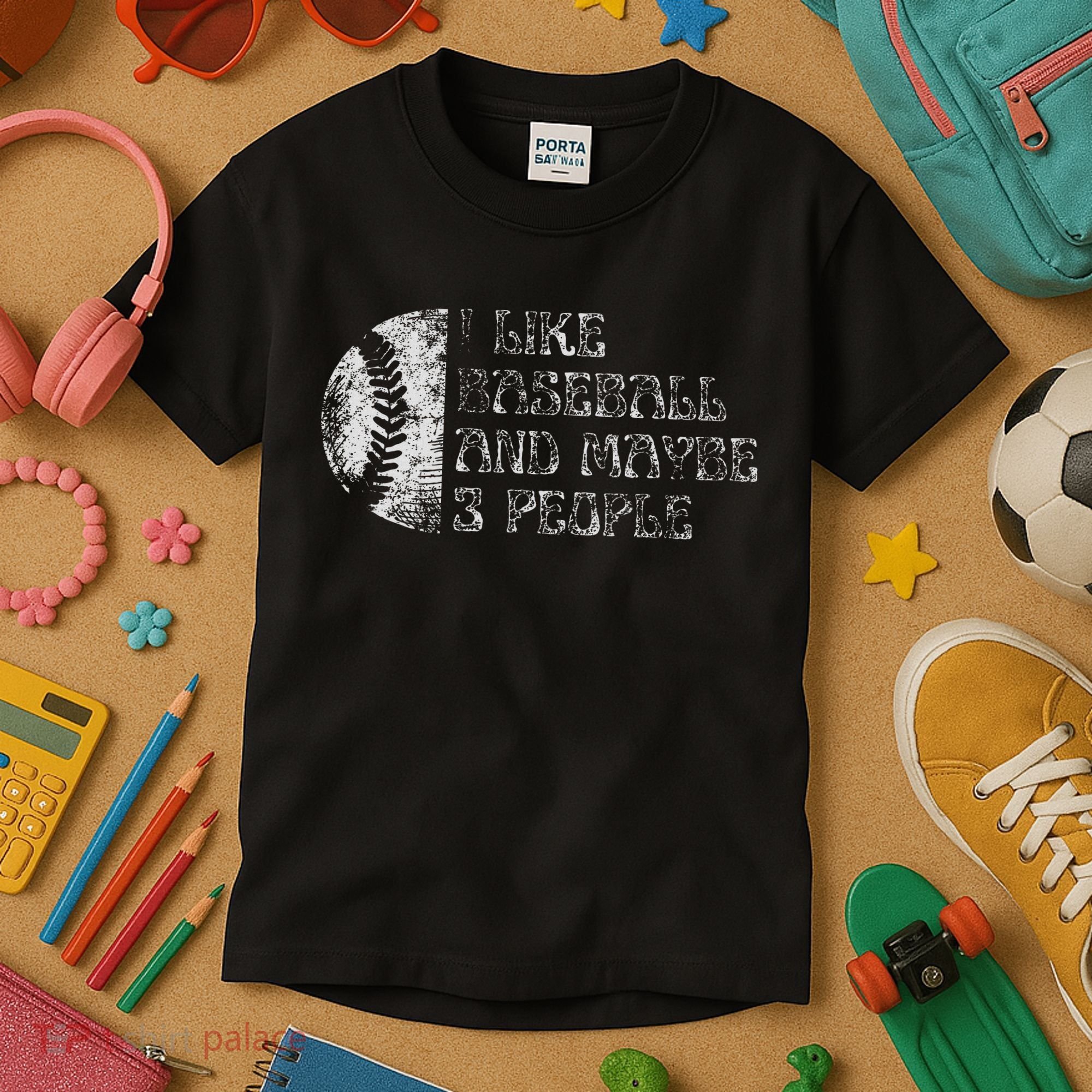 I Like Baseball And Maybe 3 People Funny Baseball Player Kids T-Shirt