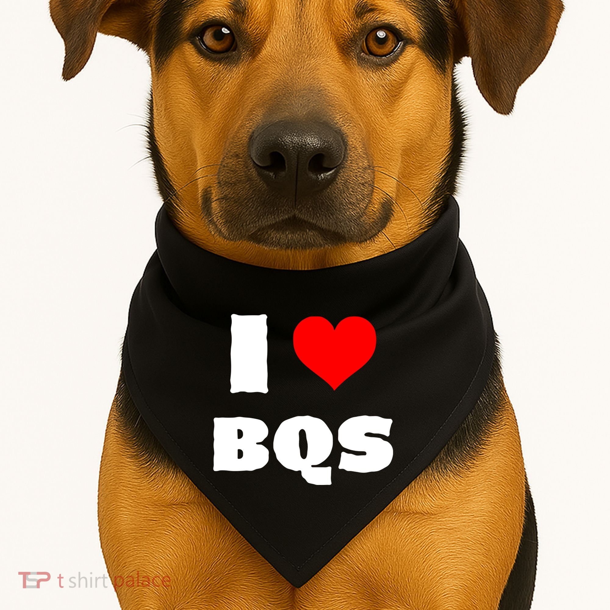 I Love Bqs USA-Made Doggie Bandana