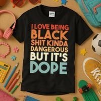 I Love Being Black Shit Kinda Dangerous But It'S Dope Black History Kids T-Shirt thumb 3