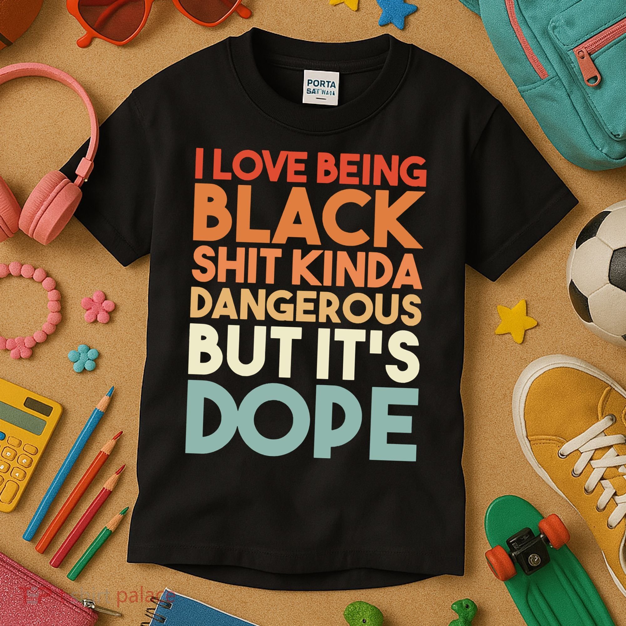 I Love Being Black Shit Kinda Dangerous But It'S Dope Black History Kids T-Shirt