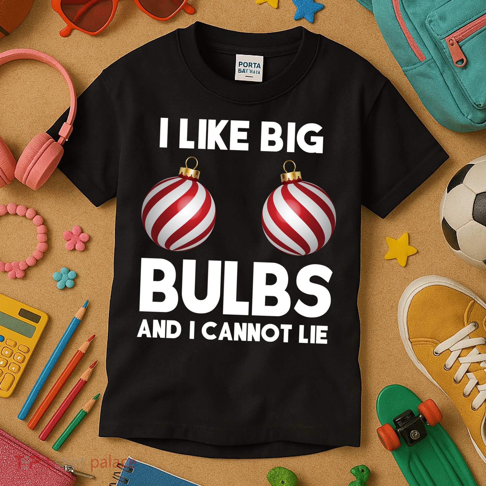 I Like Big Bulbs And I Cannot Lie Funny Christmas Kids T-Shirt
