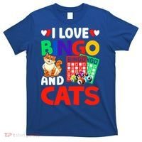 I Love Bingo And Cats Bingo Caller Humor Lottery Lucky Great Gift T-Shirt thumb 0