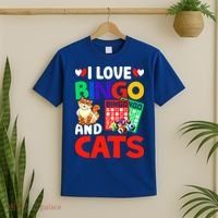 I Love Bingo And Cats Bingo Caller Humor Lottery Lucky Great Gift T-Shirt thumb 2