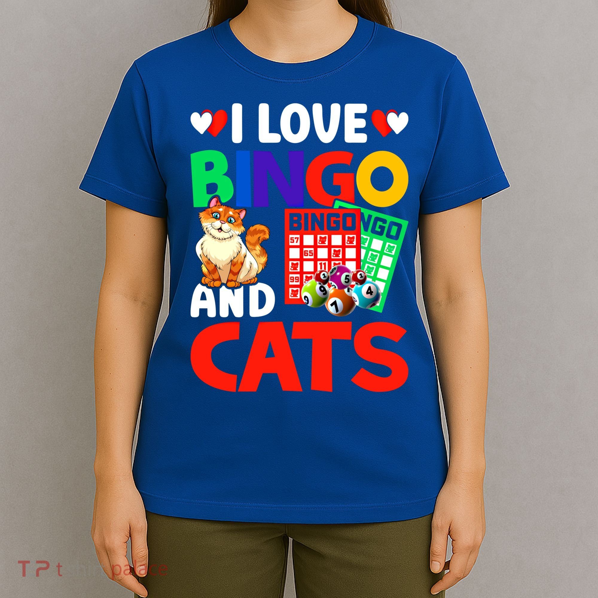 I Love Bingo And Cats Bingo Caller Humor Lottery Lucky Great Gift T-Shirt