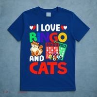I Love Bingo And Cats Bingo Caller Humor Lottery Lucky Great Gift T-Shirt thumb 5