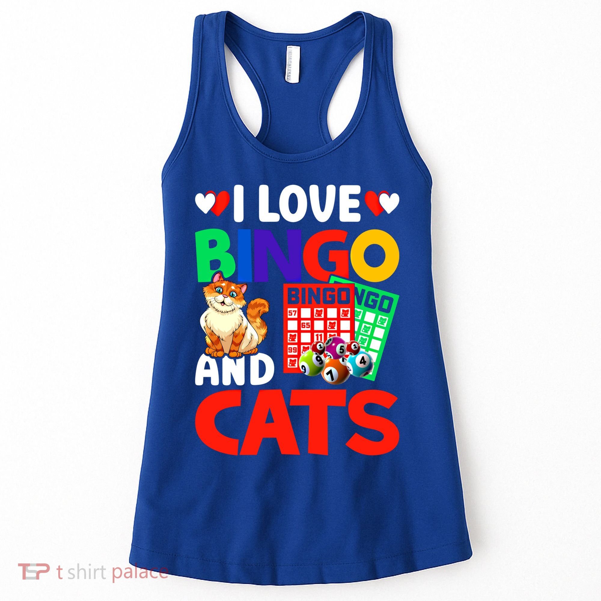 I Love Bingo And Cats Bingo Caller Humor Lottery Lucky Great Gift Women's Tank Top