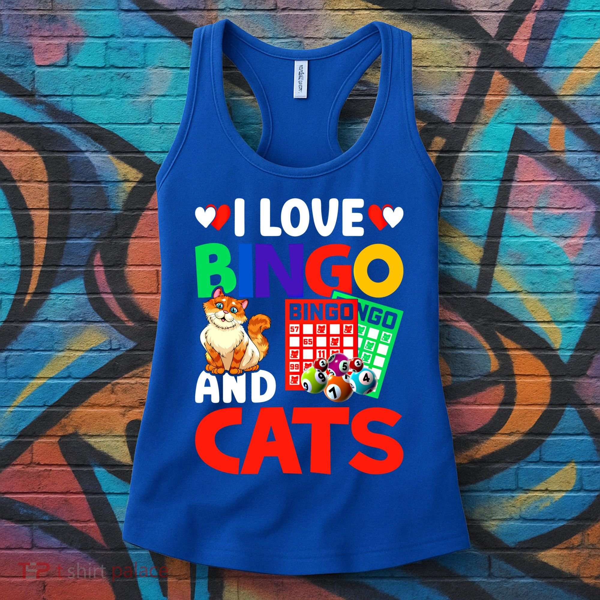 I Love Bingo And Cats Bingo Caller Humor Lottery Lucky Great Gift Women's Tank Top