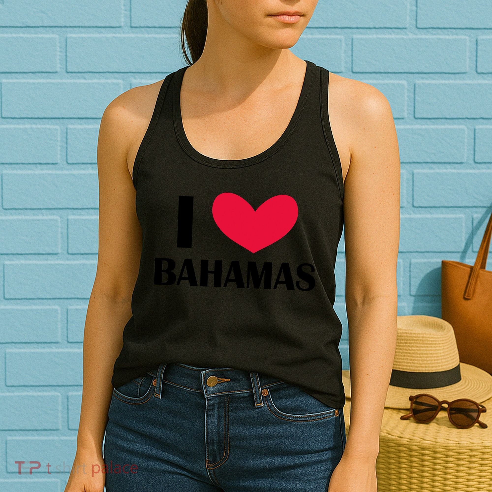 I Love Bahamas Funny Red Heart Love Bahamas Women's Tank Top
