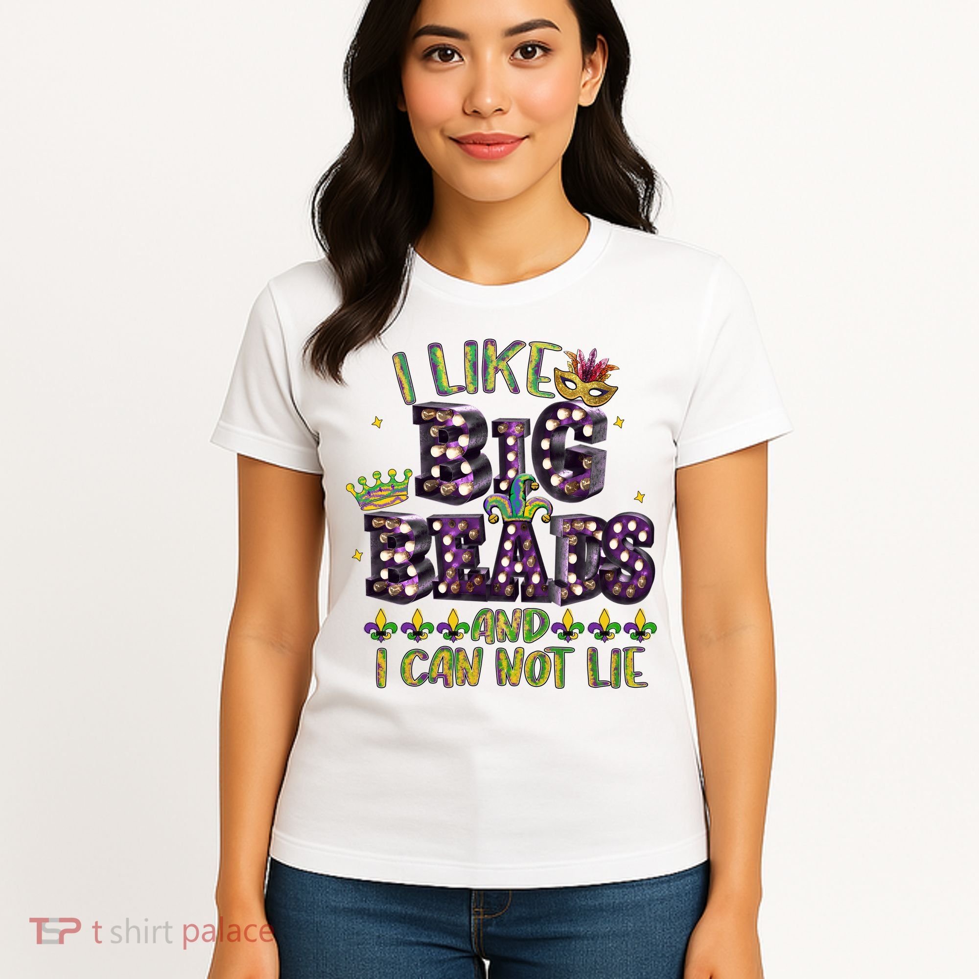 I Like Big Beads And I Can Not Lie Fat Tuesday For Mardi Gras Women's T-Shirt