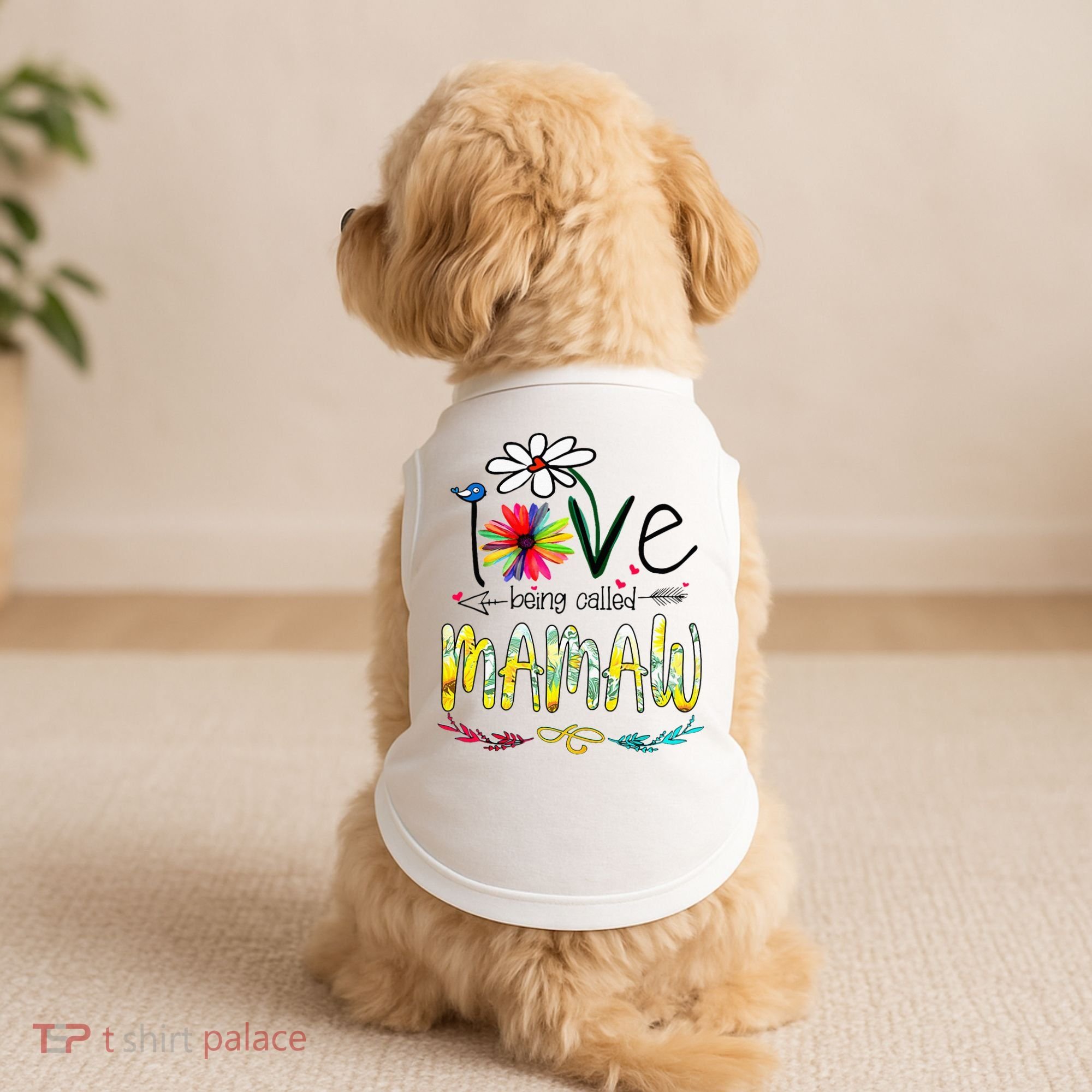 I Love Being Called Mamaw Sunflower Mothers Day Gift Doggie Tank