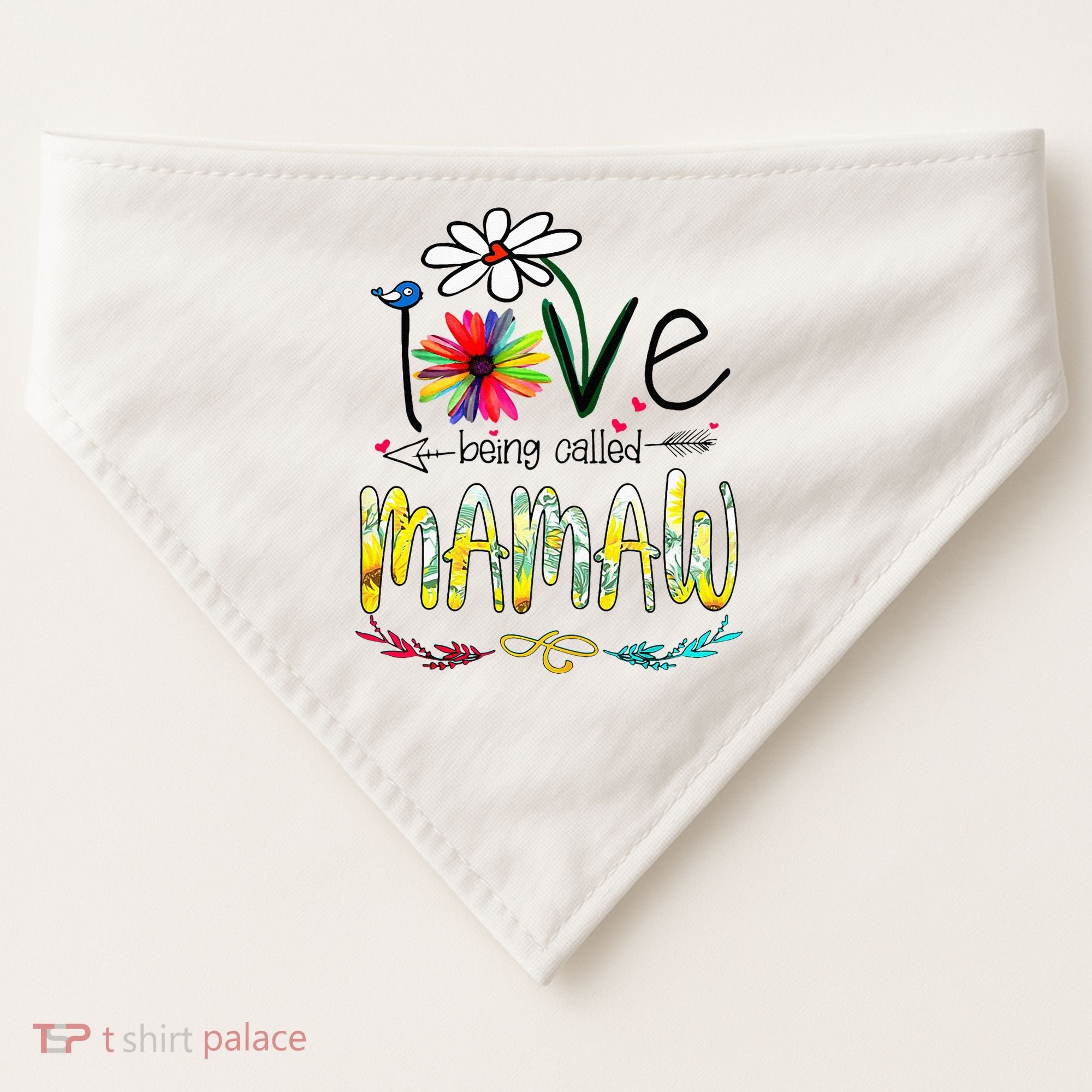 I Love Being Called Mamaw Sunflower Mothers Day Gift USA-Made Doggie Bandana