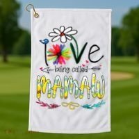 I Love Being Called Mamaw Sunflower Mothers Day Gift Golf Towel thumb 1