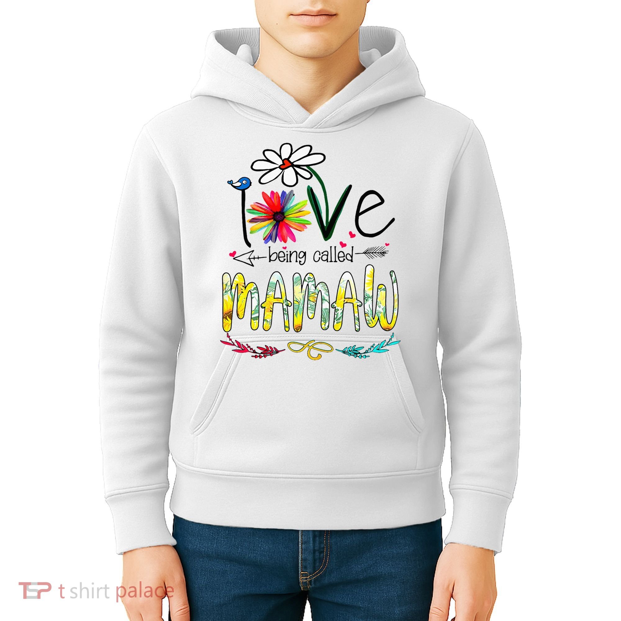 I Love Being Called Mamaw Sunflower Mothers Day Gift Kids Hoodie