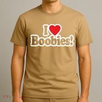 I Love Boobies Heart Boobs Breasts Awareness Cancer Breast Joke Big Boob T-Shirt thumb 3