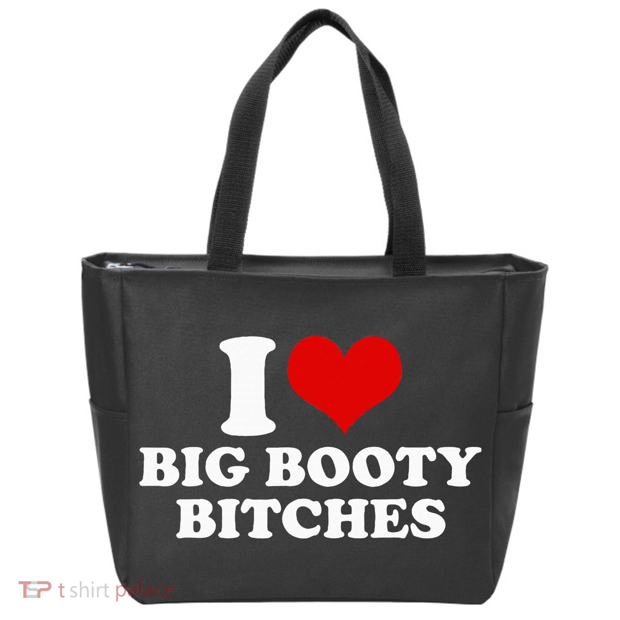 I Love Big Booty Bitches Funny Party Heart Graphic Tote Bag