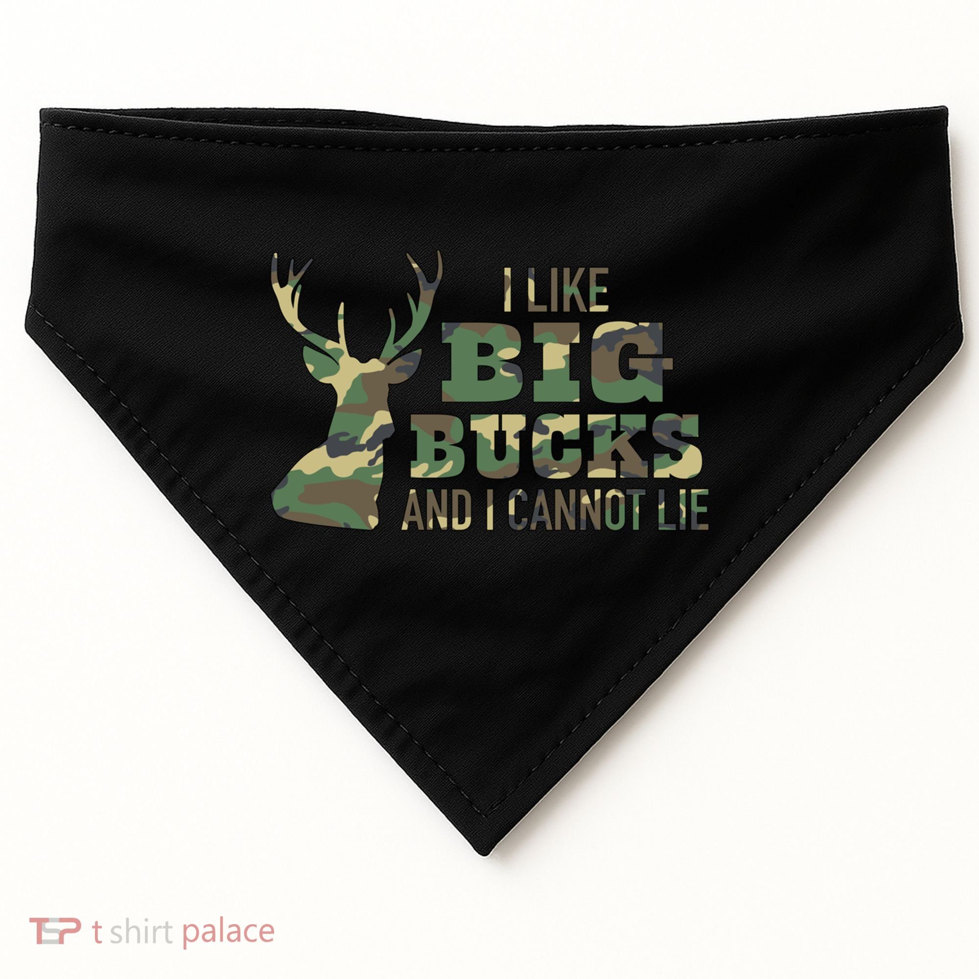 I Like Big Bucks And I Cannot Lie Camo Gift USA-Made Doggie Bandana
