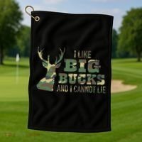 I Like Big Bucks And I Cannot Lie Camo Gift Golf Towel thumb 1