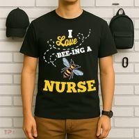 I Love BeeIng A Nurse Honey Bee Job T-Shirt thumb 6