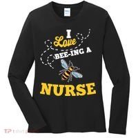 I Love BeeIng A Nurse Honey Bee Job Women's Long Sleeve Shirt thumb 0