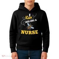 I Love BeeIng A Nurse Honey Bee Job Kids Hoodie thumb 4