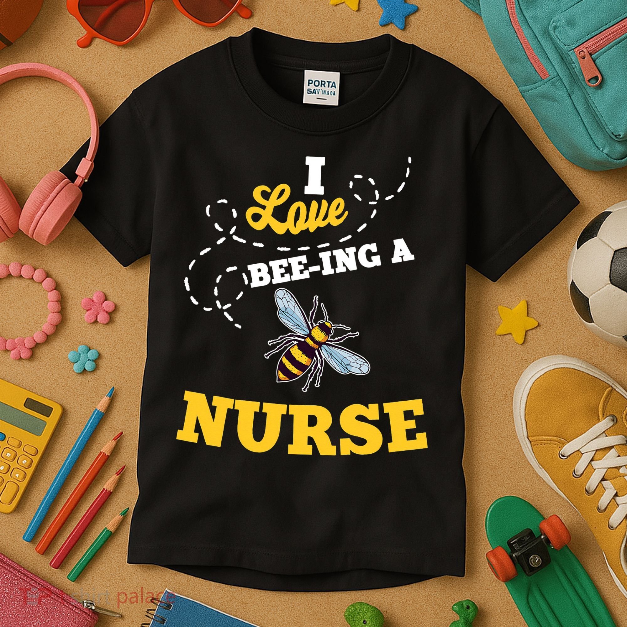I Love BeeIng A Nurse Honey Bee Job Kids T-Shirt