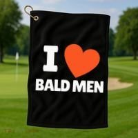 I Love Bald I Heart Bald Lovers Golf Towel thumb 1