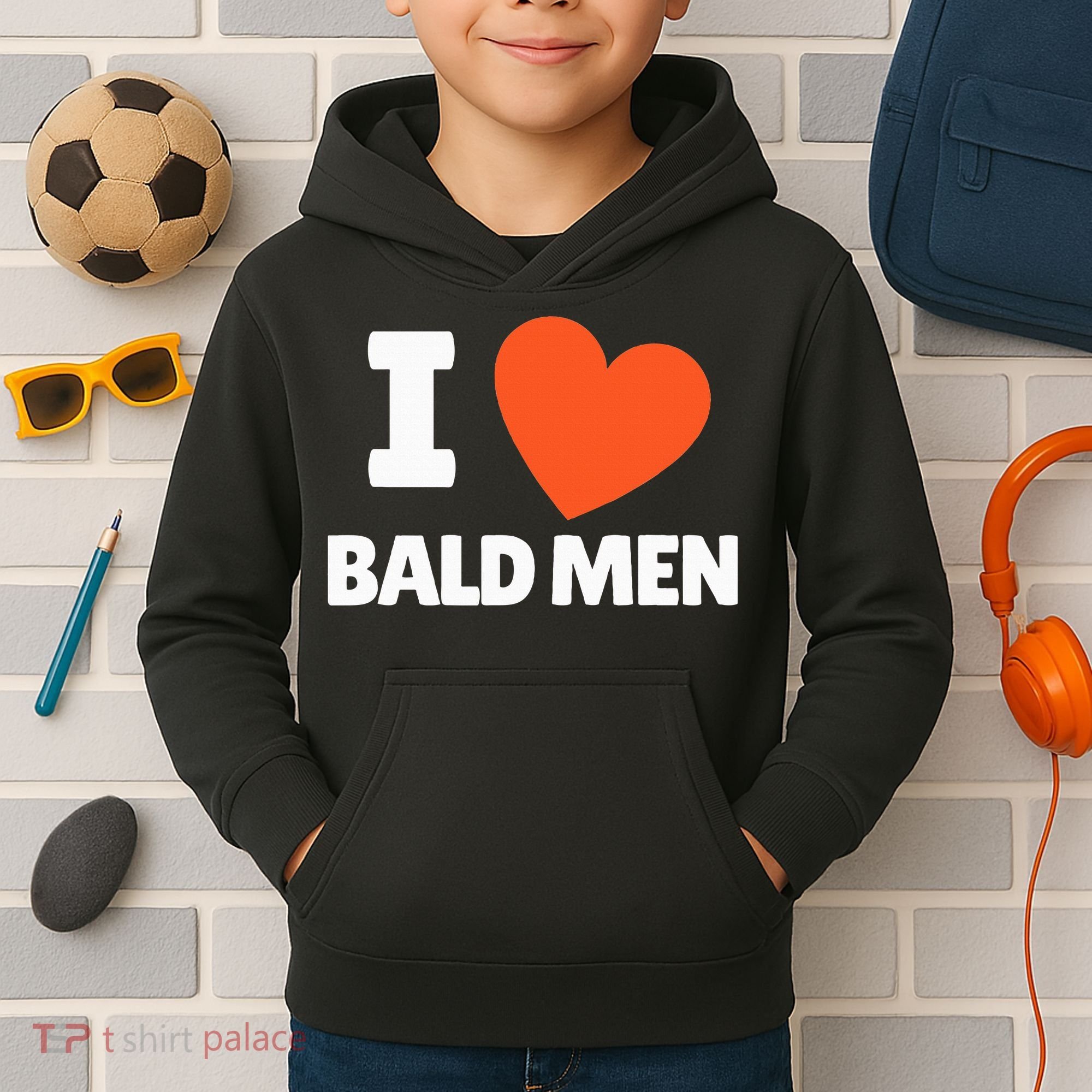 I Love Bald I Heart Bald Lovers Kids Hoodie