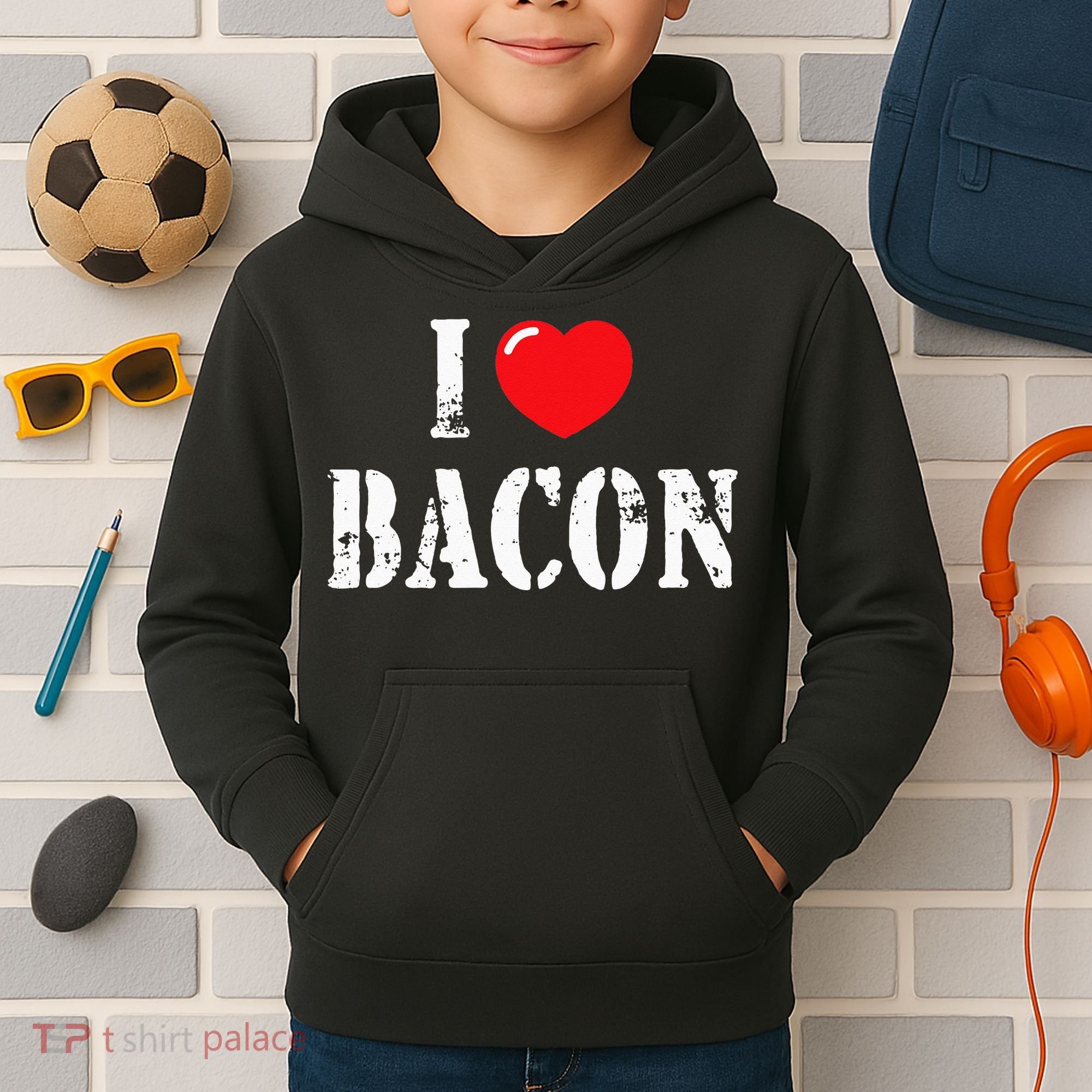 I Love Bacon for Bacon Lover Kids Hoodie