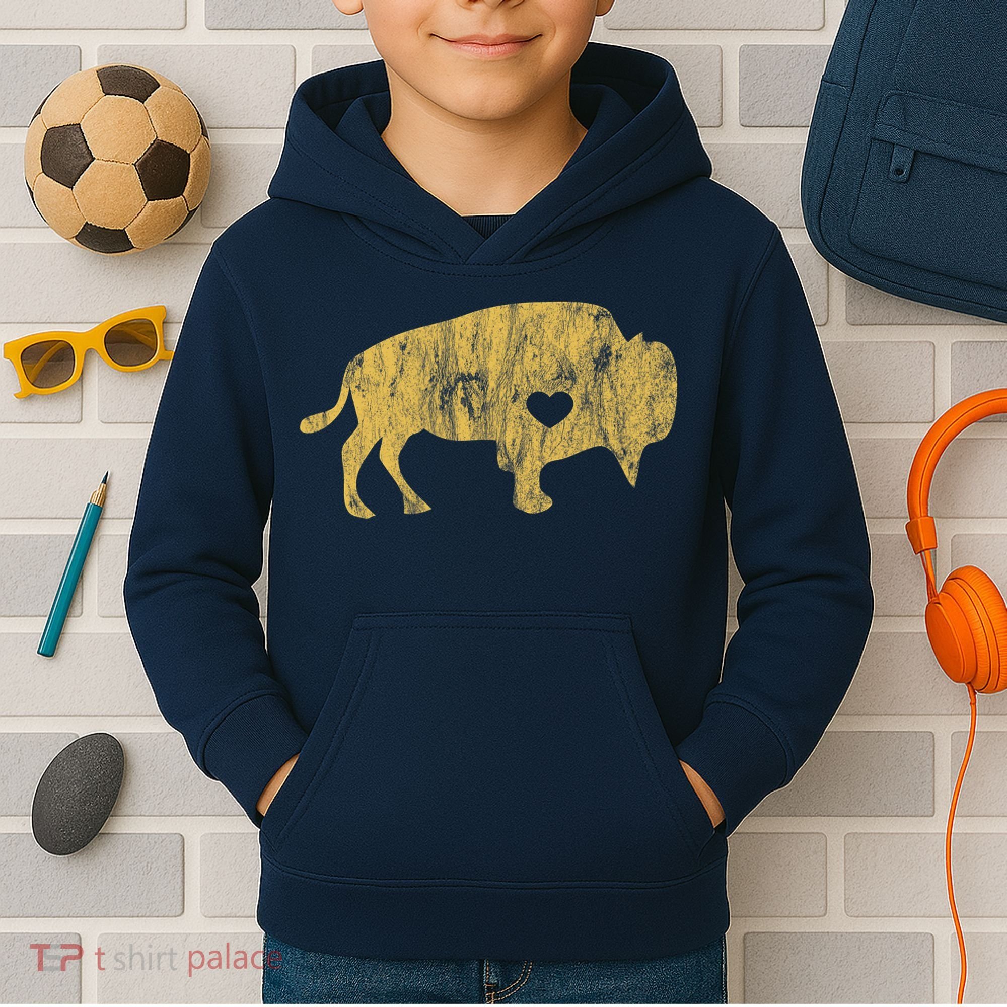 I Love Buffaloes Golden Buffalo Bison Lover Gift Ideas Kids Hoodie