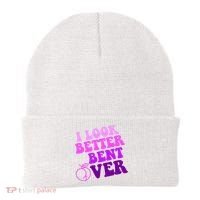 I Look Better Bent Over Peachy Booty Funny Beanie thumb 0