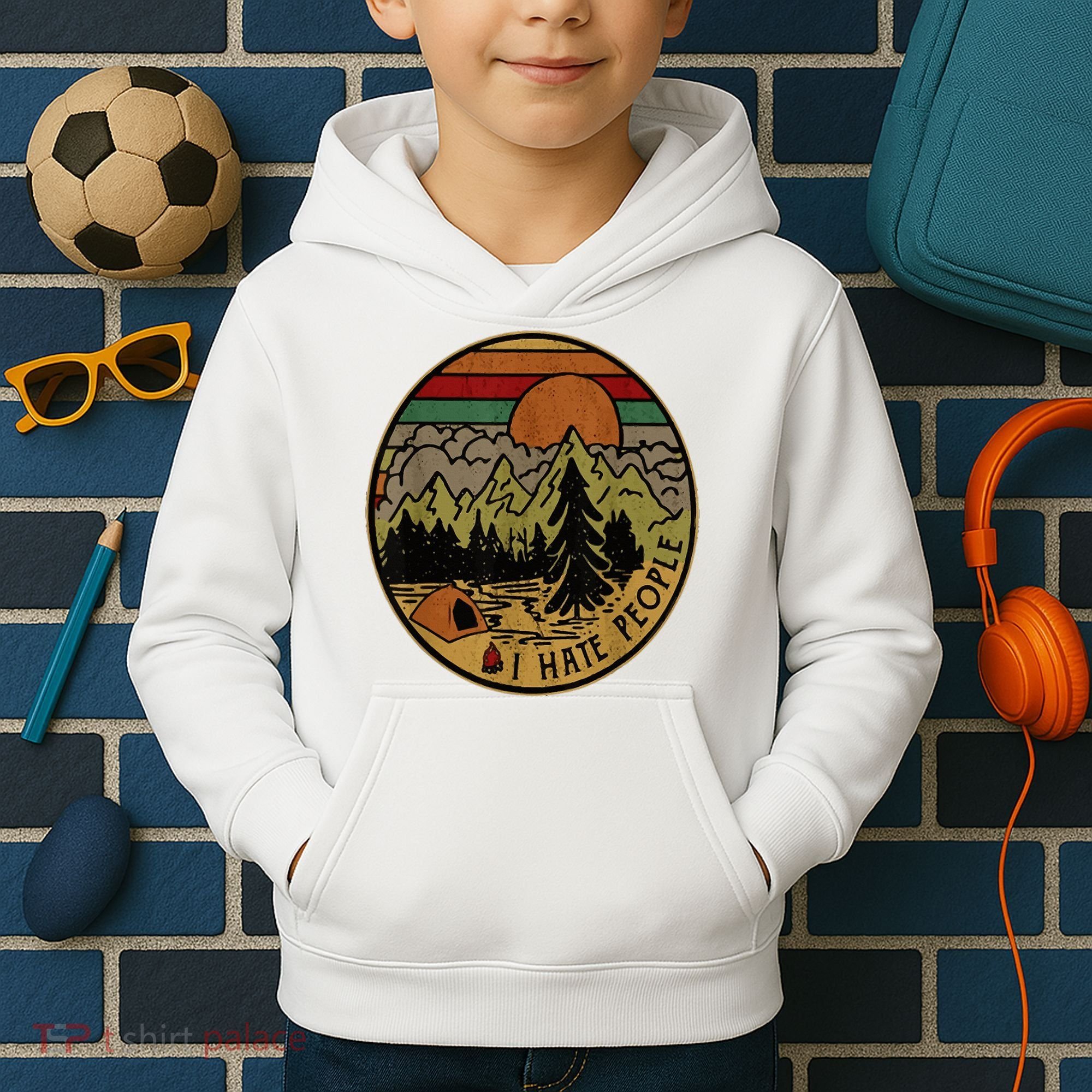 I Love Camping I Hate People Outdoors Kids Hoodie