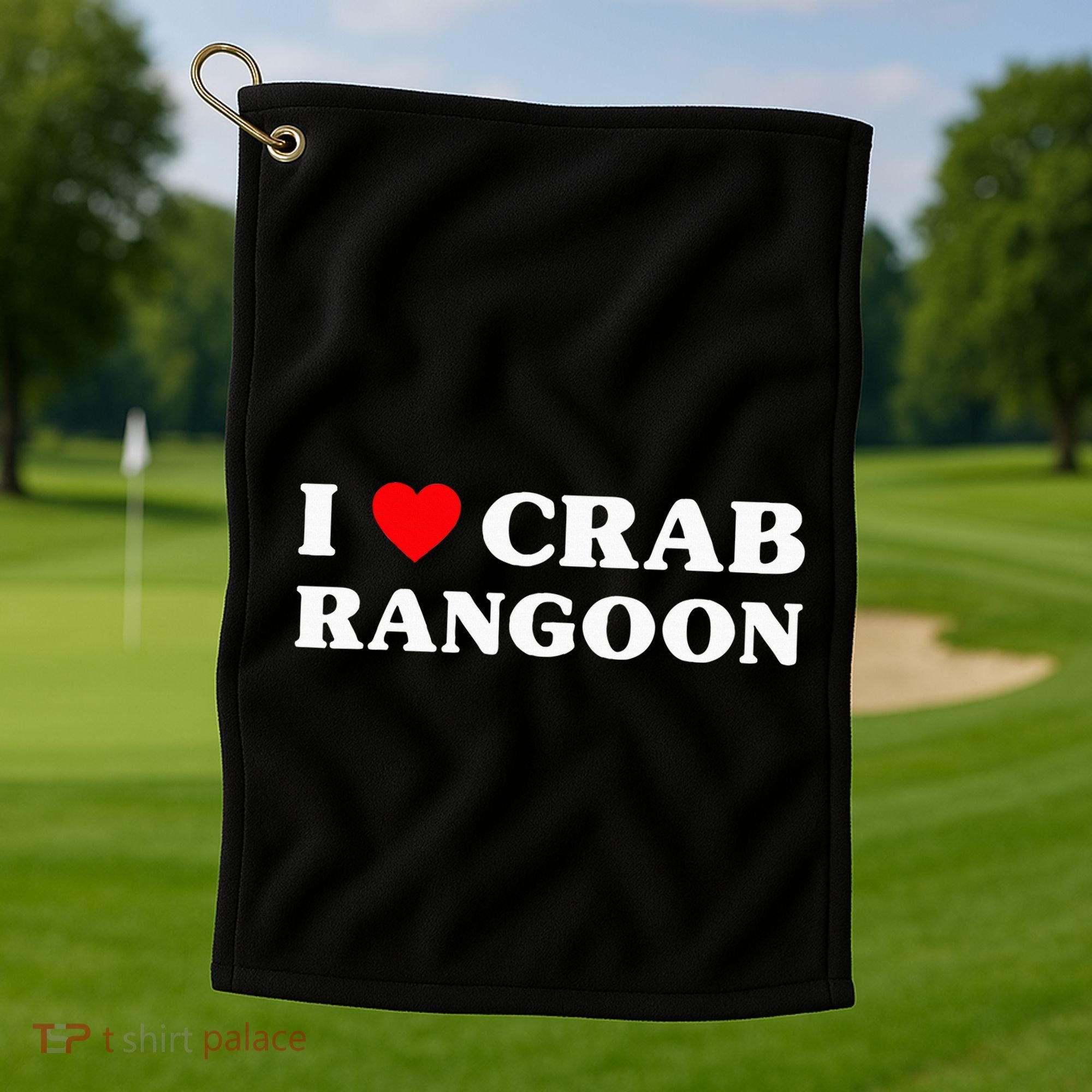 I Love Crab Rangoon American Food Funny Crab Rangoon Golf Towel