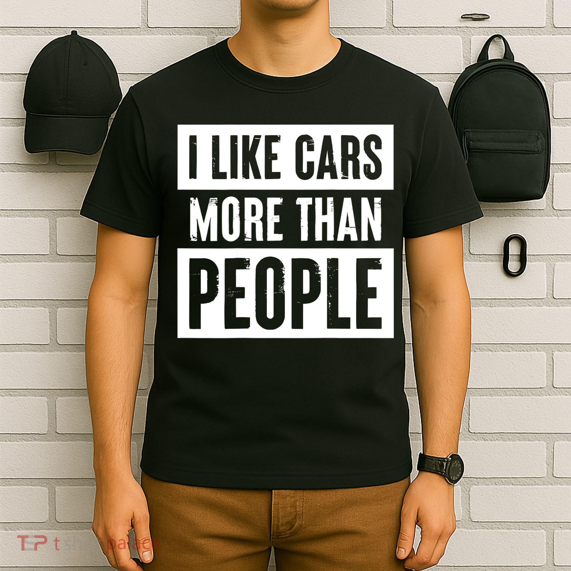 I Like Cars More Than People Funny Car Mechanic Dad Husband T-Shirt