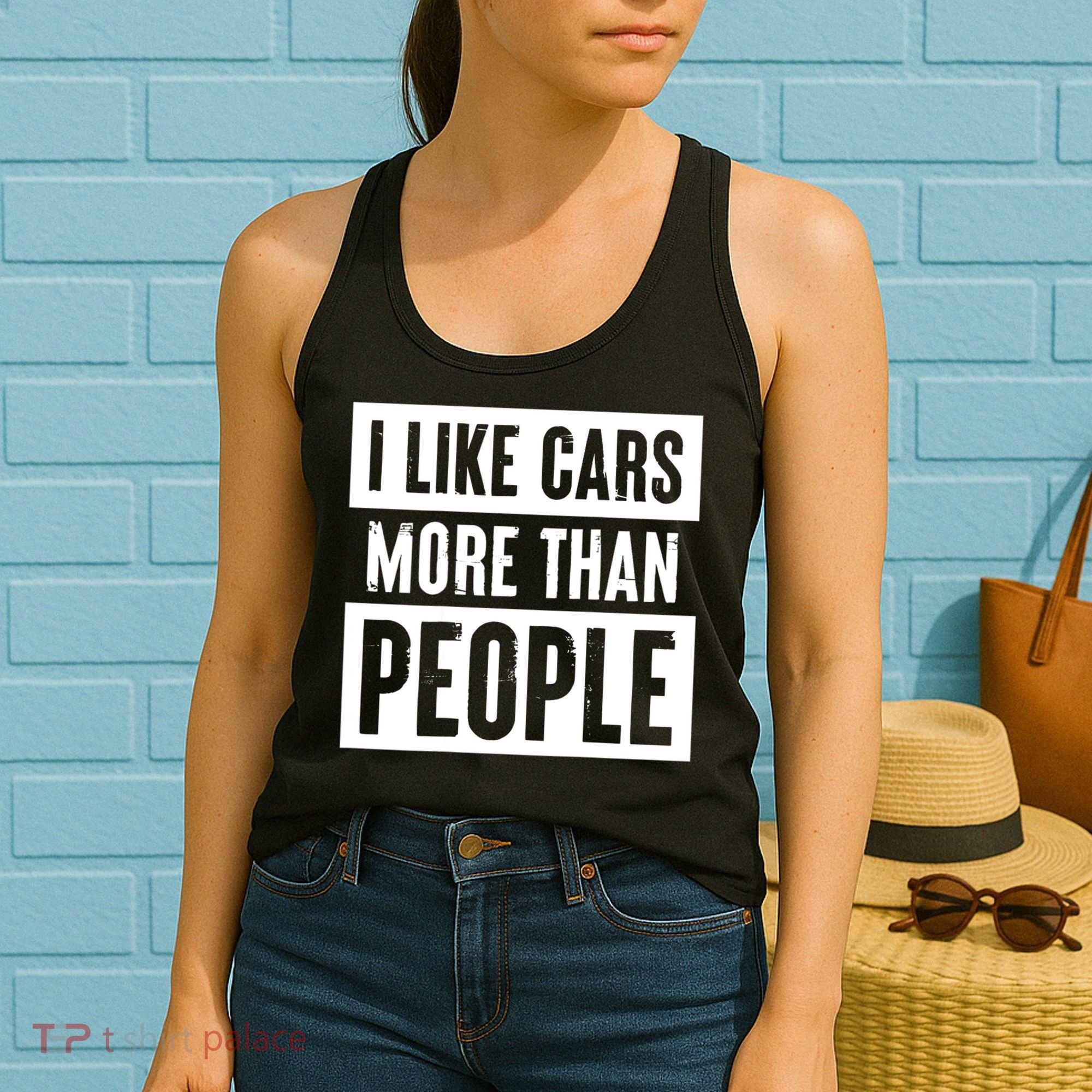 I Like Cars More Than People Funny Car Mechanic Dad Husband Women's Tank Top