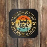 I Like Coffee My Doodle And Maybe 3 People Funny Doodle Dog Coaster thumb 0