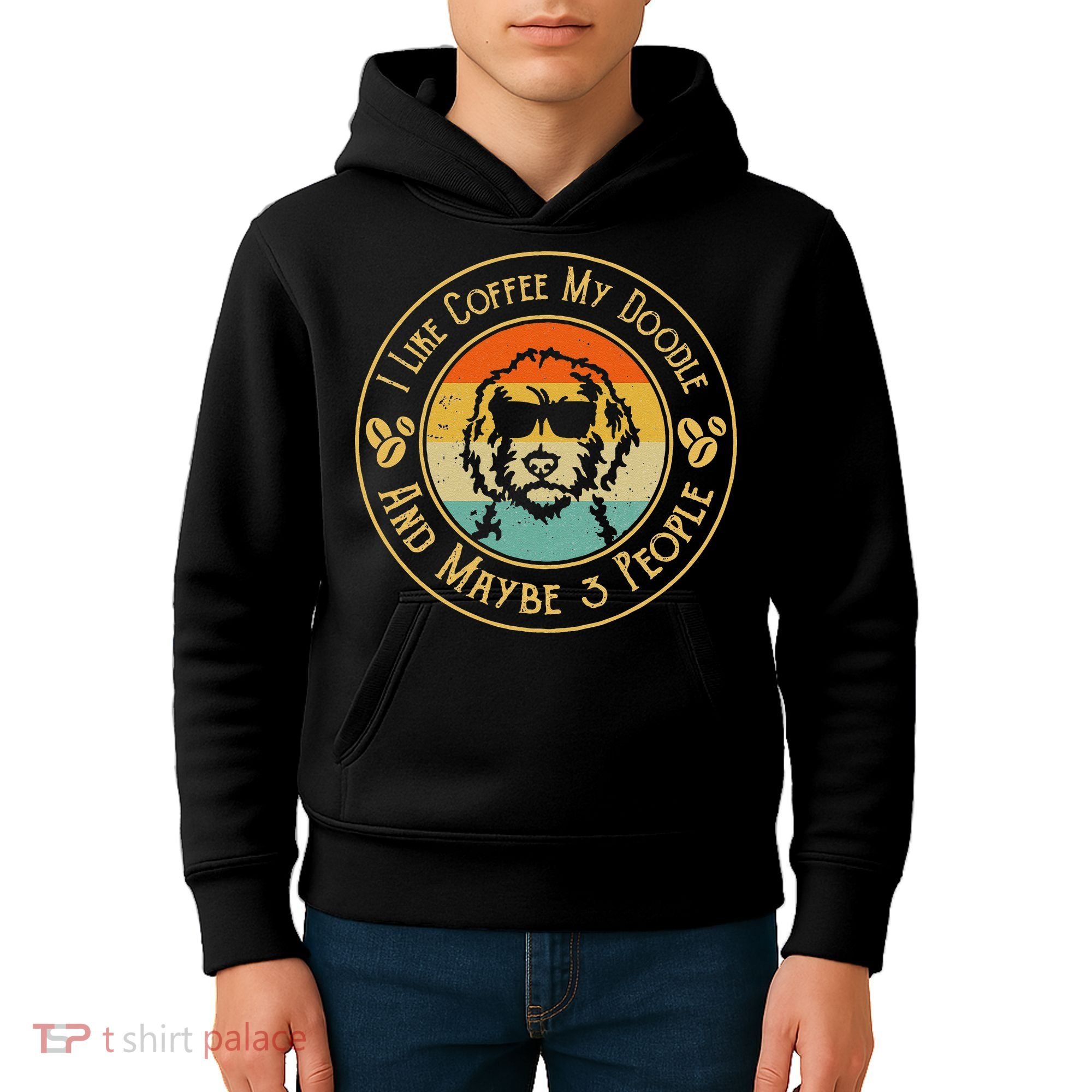 I Like Coffee My Doodle And Maybe 3 People Funny Doodle Dog Kids Hoodie