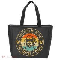 I Like Coffee My Doodle And Maybe 3 People Funny Doodle Dog Tote Bag thumb 0
