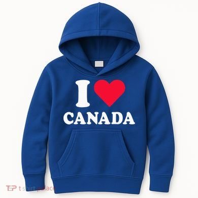 I Love Canada Heart Canada Kids Hoodie