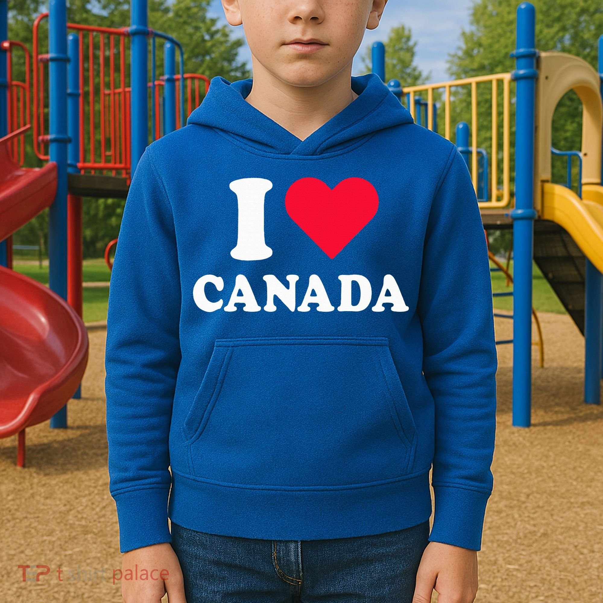 I Love Canada Heart Canada Kids Hoodie