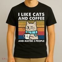 I Like Cats And Coffee And Maybe 3 People T-Shirt thumb 3
