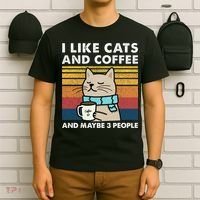 I Like Cats And Coffee And Maybe 3 People T-Shirt thumb 6